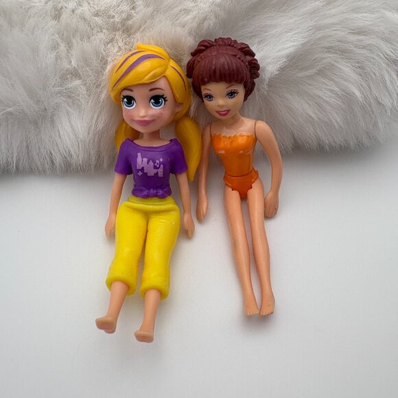 Polly Pocket Dolls 3.5" Blonde Pigtails and Short Brunette Hair Duo (SKU: 76TO) - Picture 3 of 6